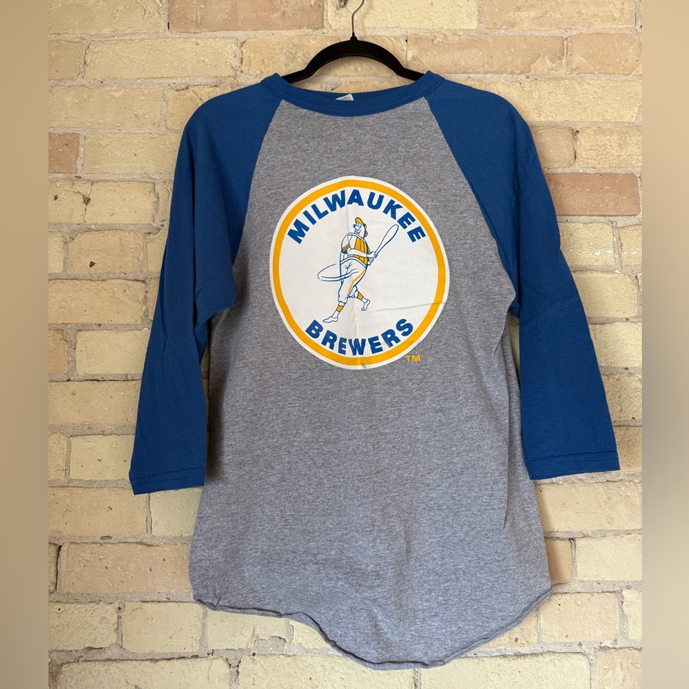 Milwaukee Brewers Raglan Shirt - Blue and Gray